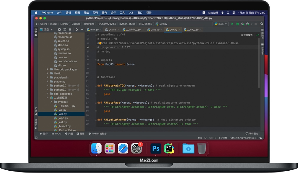 PyCharm Pro for Mac v2021.1 Python开发程序 中文汉化破解版下载