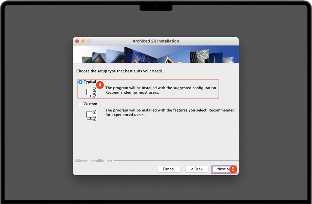 选择Typical进行安装Archicad 选择Typical进行安装Archicad