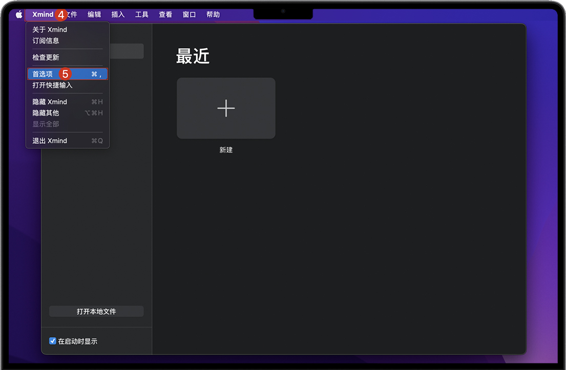 开启Xmind for Mac首选项 开启Xmind for Mac首选项