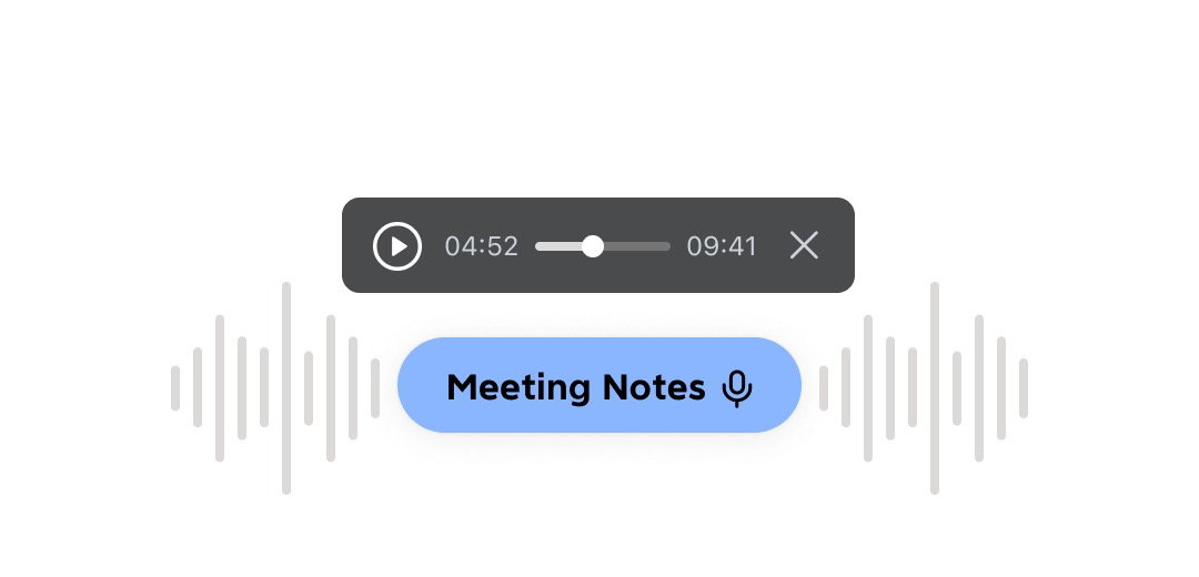 工具箱-音频 一个名为会议记录的主题,上方是语音备注的界面,包含播放和删除按钮