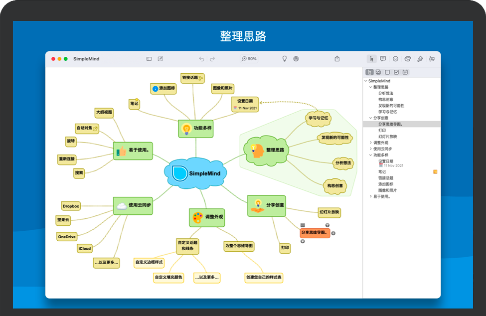 SimpleMind Pro for Mac v1.32.1苹果思维导图软件 中文完整版下载