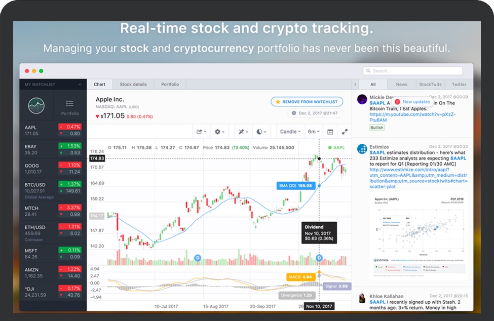 Stockfolio for Mac v18.1 苹果电脑股票投资和数字货币组合 破解版急速下载
