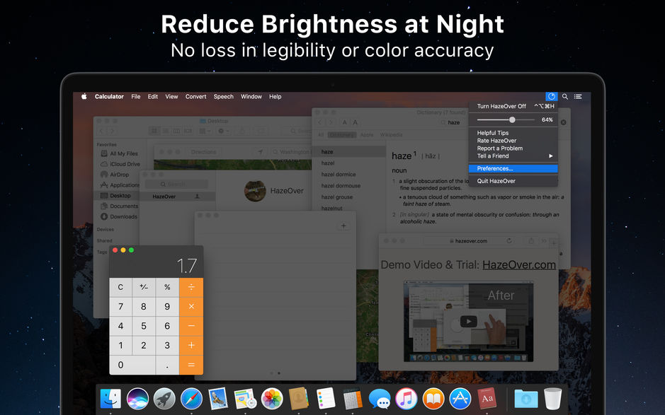 HazeOver for Mac v1.8.9 虚化背景窗口 干扰调节器 中文版下载