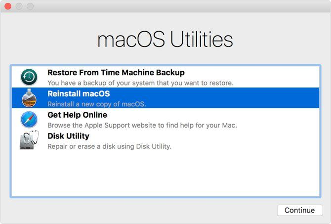从macOS恢复中重新安装macOS 从macOS恢复中重新安装macOS