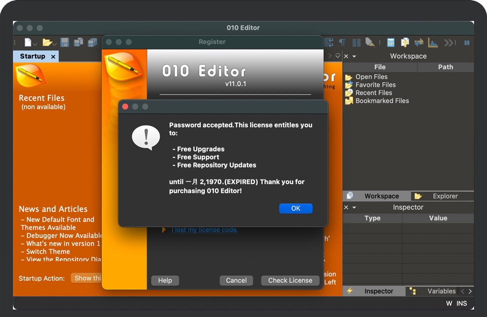 010 Editor激活完成 010 Editor激活完成
