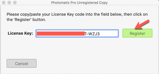 输入Photomatix Pro序列号之后知识兔点击 Register 按钮