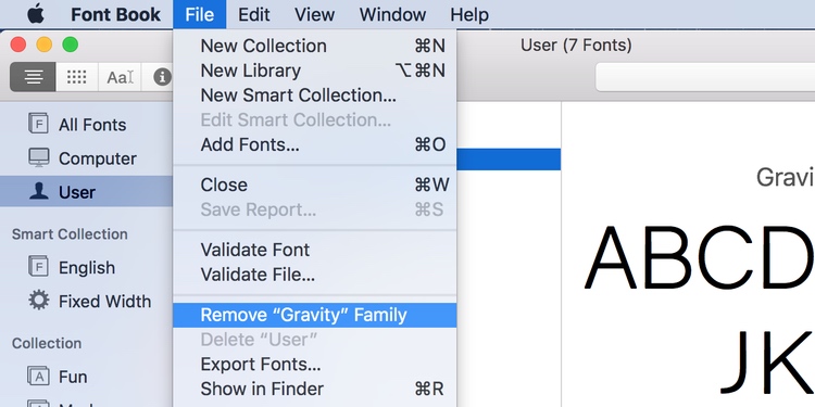 在 Mac 上移除字体 在 Mac 上移除字体
