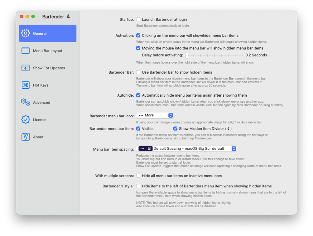 Bartender for Mac v4.0.39 隐藏管理菜单栏图标 破解版下载