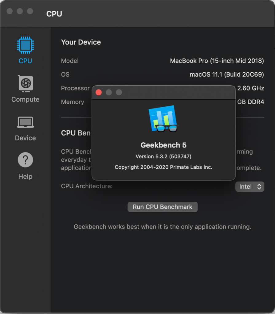 Geekbench 5.3.2