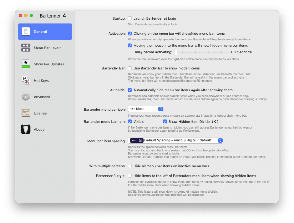 Bartender for Mac v4.0.44 隐藏管理菜单栏图标 破解版下载