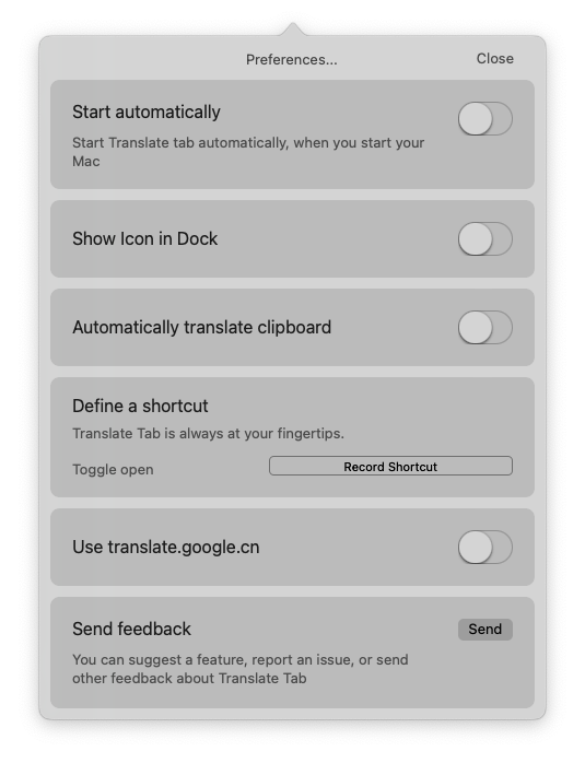 Translate Tab For Mac易用的翻译工具 V2.0.18