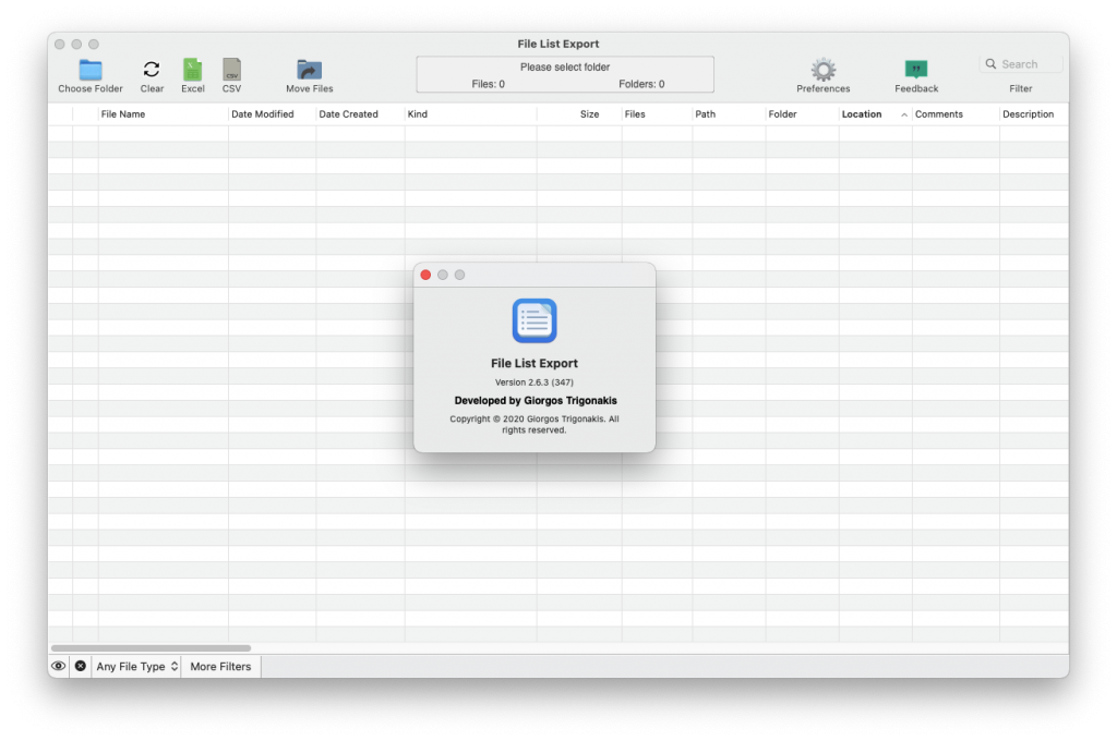 File List Export For Mac文件列表导出工具 V2.6.3