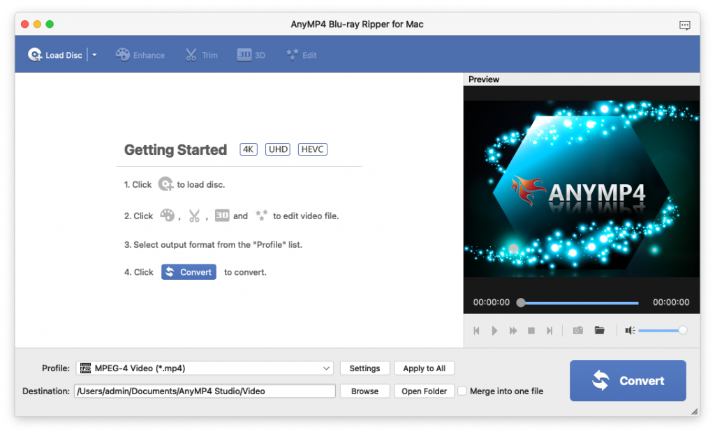 AnyMP4 Blu-ray Ripper For Mac蓝光视频转换工具 V8.2.33.103640