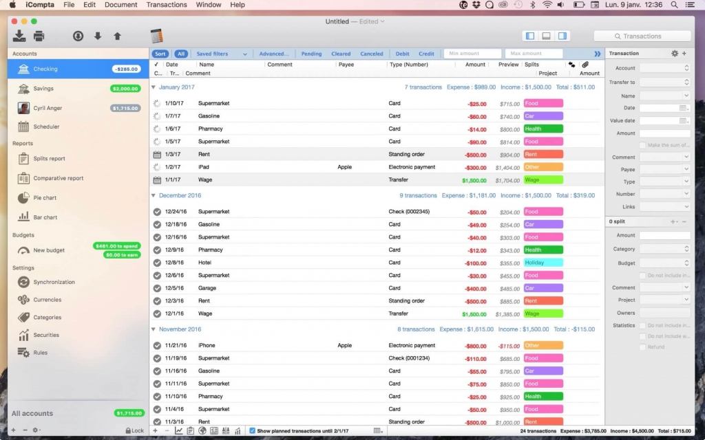 iCompta Pro For Mac个人财物管理工具 V6.0.57