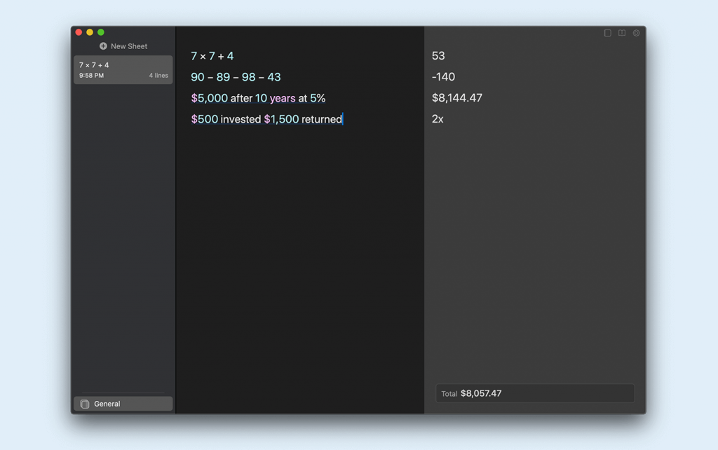 Soulver 3 for Mac v3.5.9 内置计算器的智能记事本 中文破解版下载