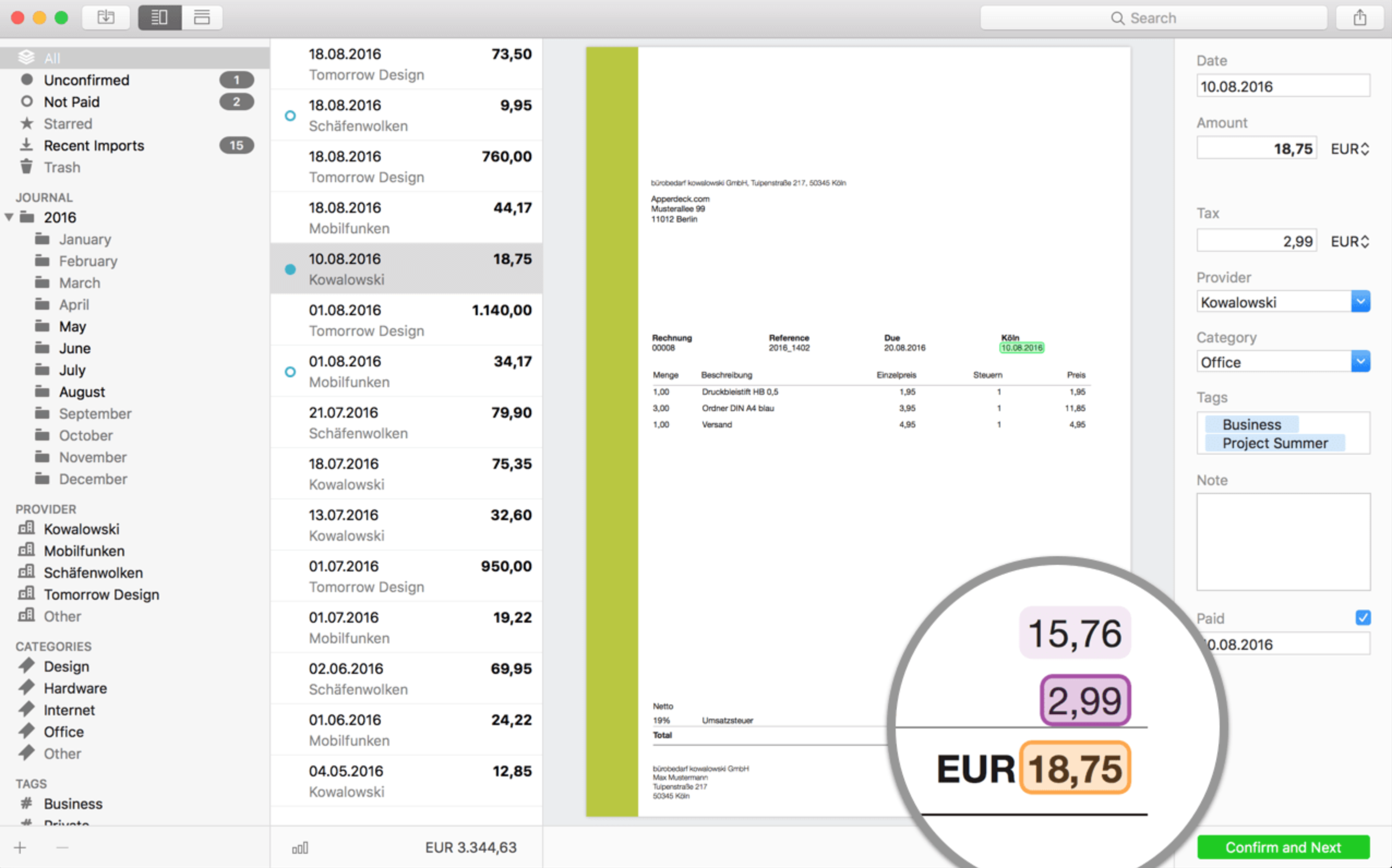 Receipts 1.9.19b2 智能的收据集合软件 Receipts 1.9.19b2 智能的收据集合软件