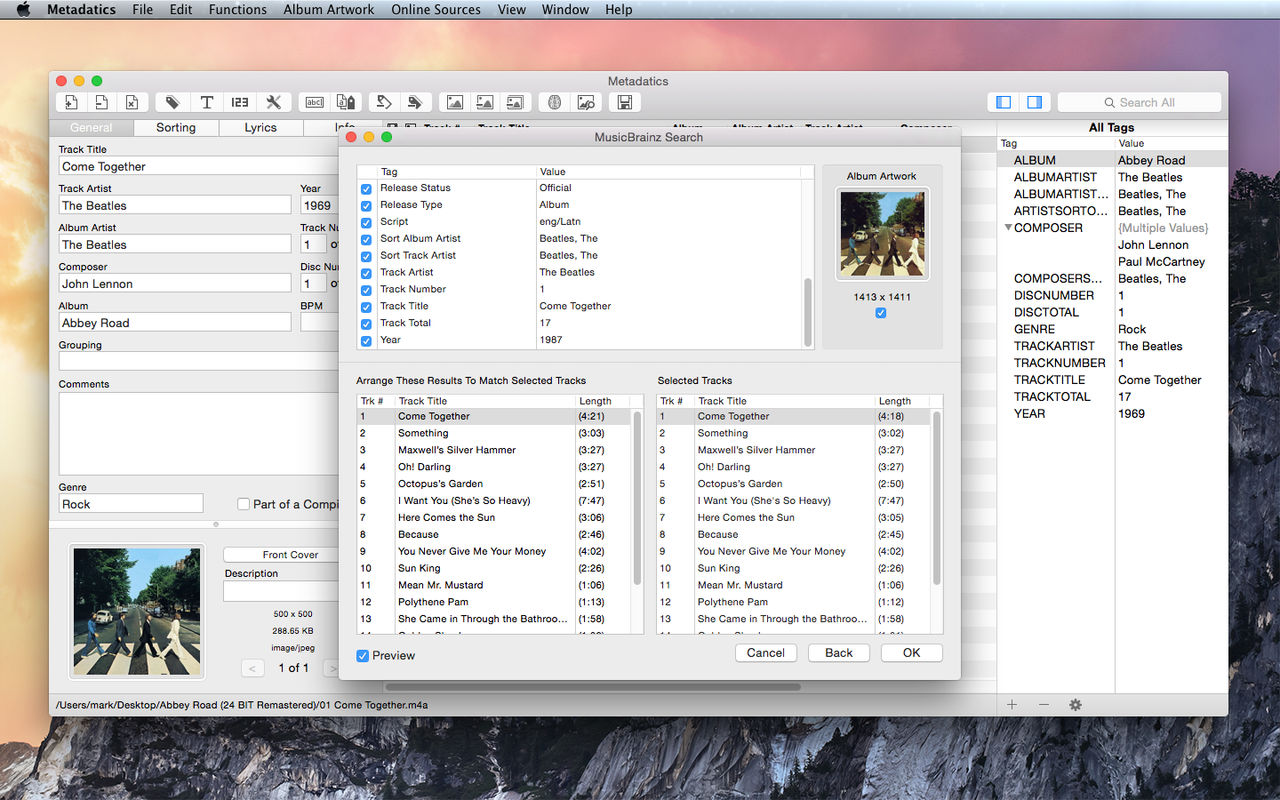Metadatics 1.6.9 音频元数据编辑器 Metadatics 1.6.9 音频元数据编辑器
