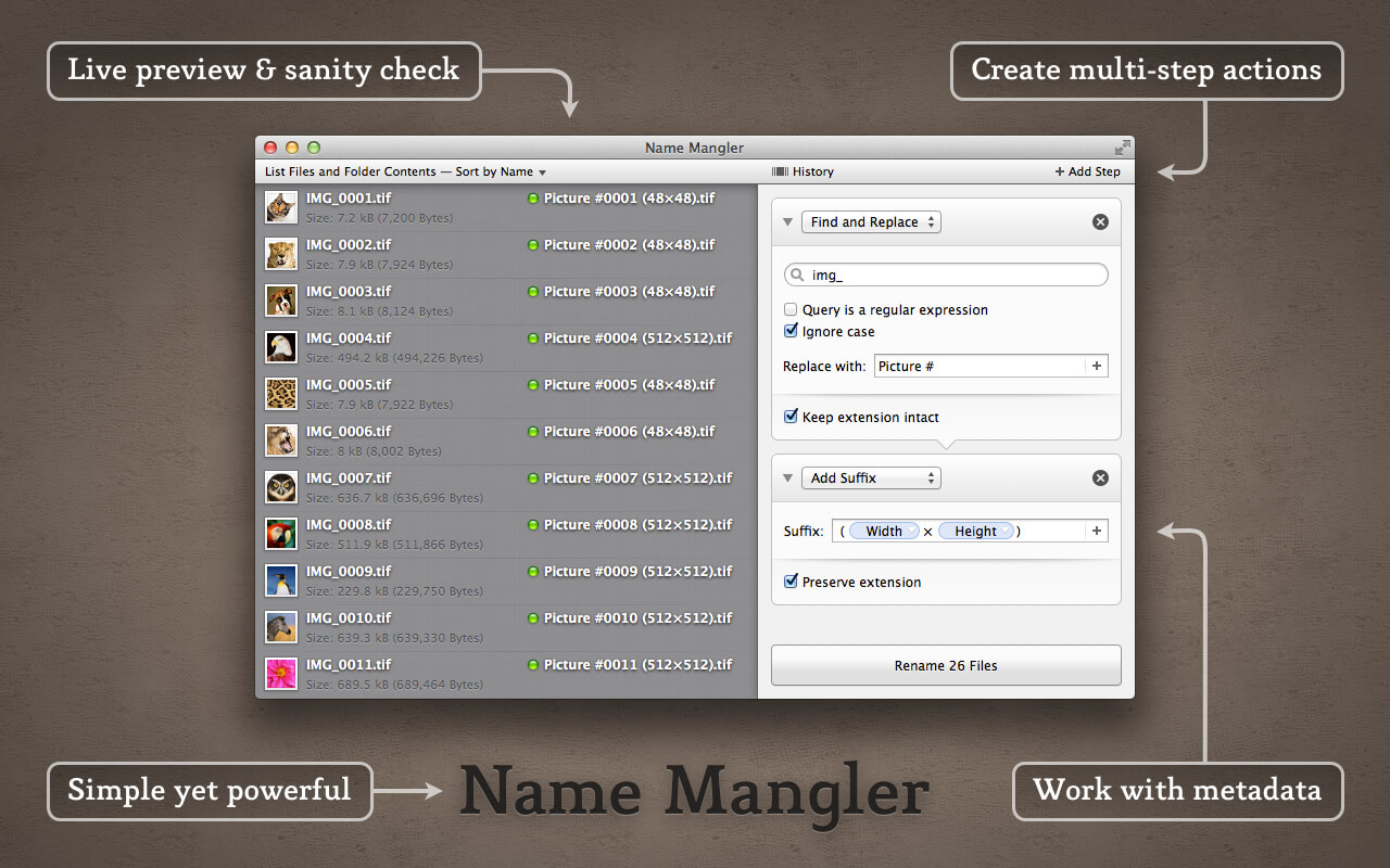 Name Mangler 3.8 文件快速重命名 Name Mangler 3.8 文件快速重命名
