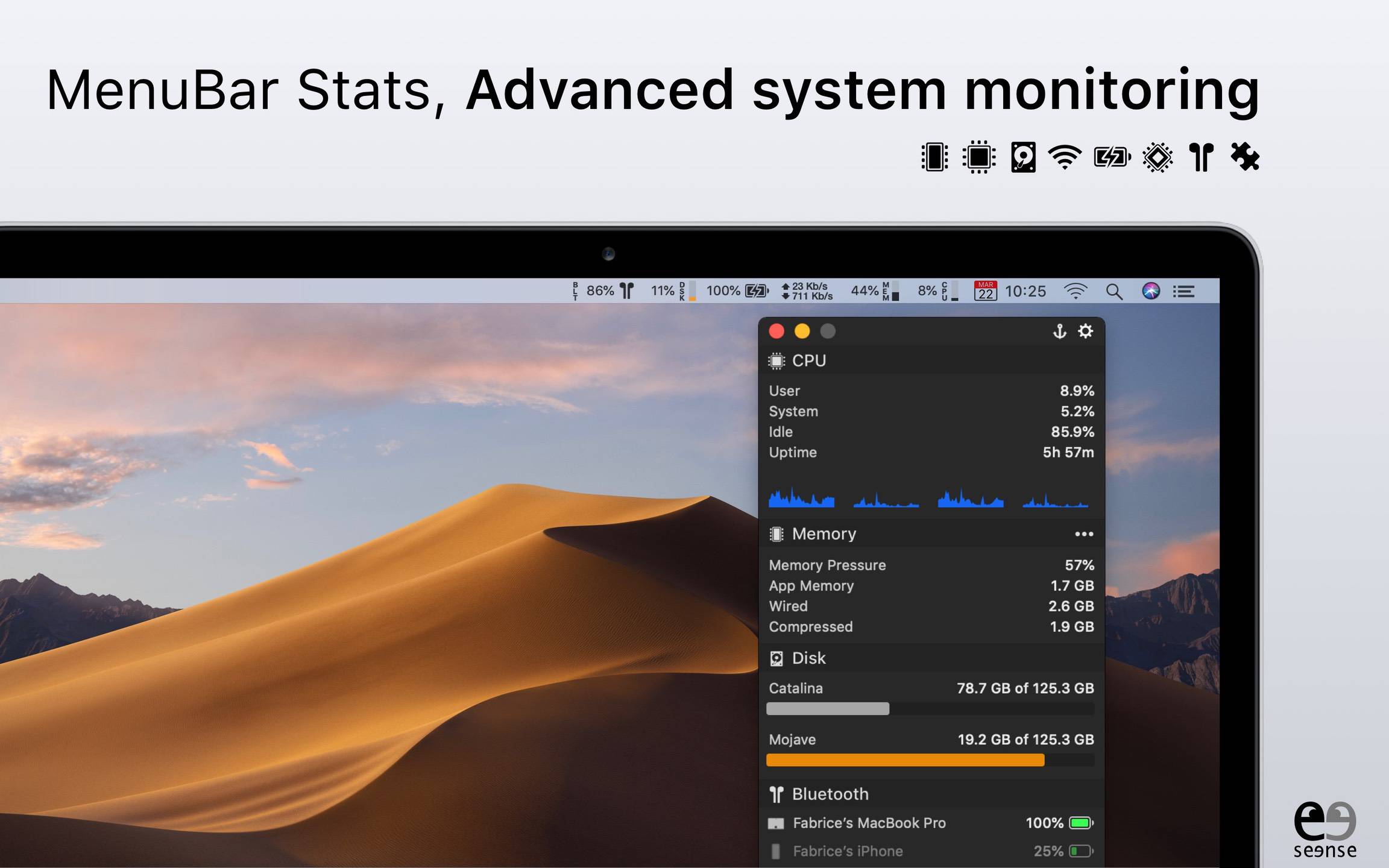 MenuBar Stats 3.8.6 高级系统监控软件 MenuBar Stats 3.8.6 高级系统监控软件