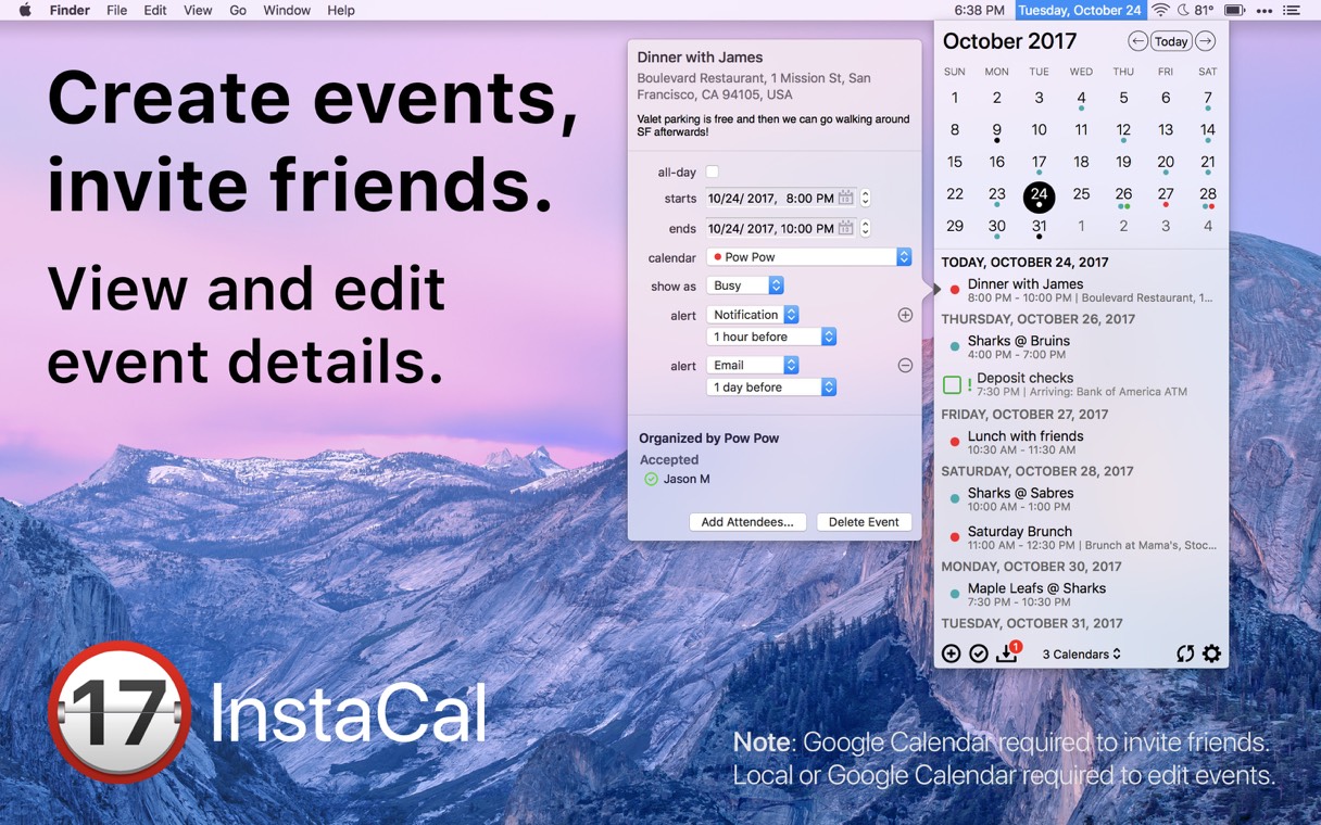InstaCal 1.9.8 菜单栏日历工具 InstaCal 1.9.8 菜单栏日历工具