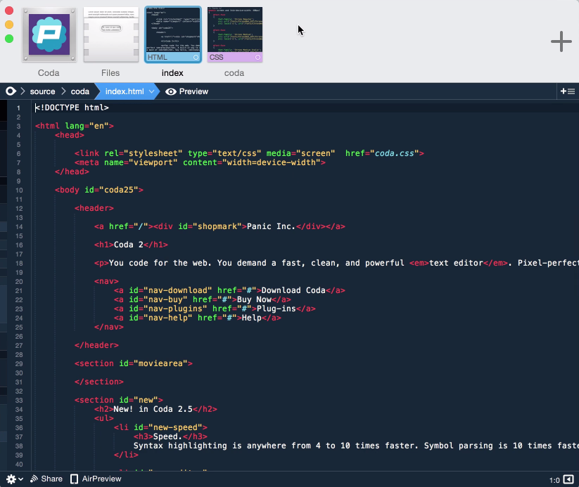 Coda 2 2.7.7 Mac网页编程工具 Coda 2 2.7.7 Mac网页编程工具