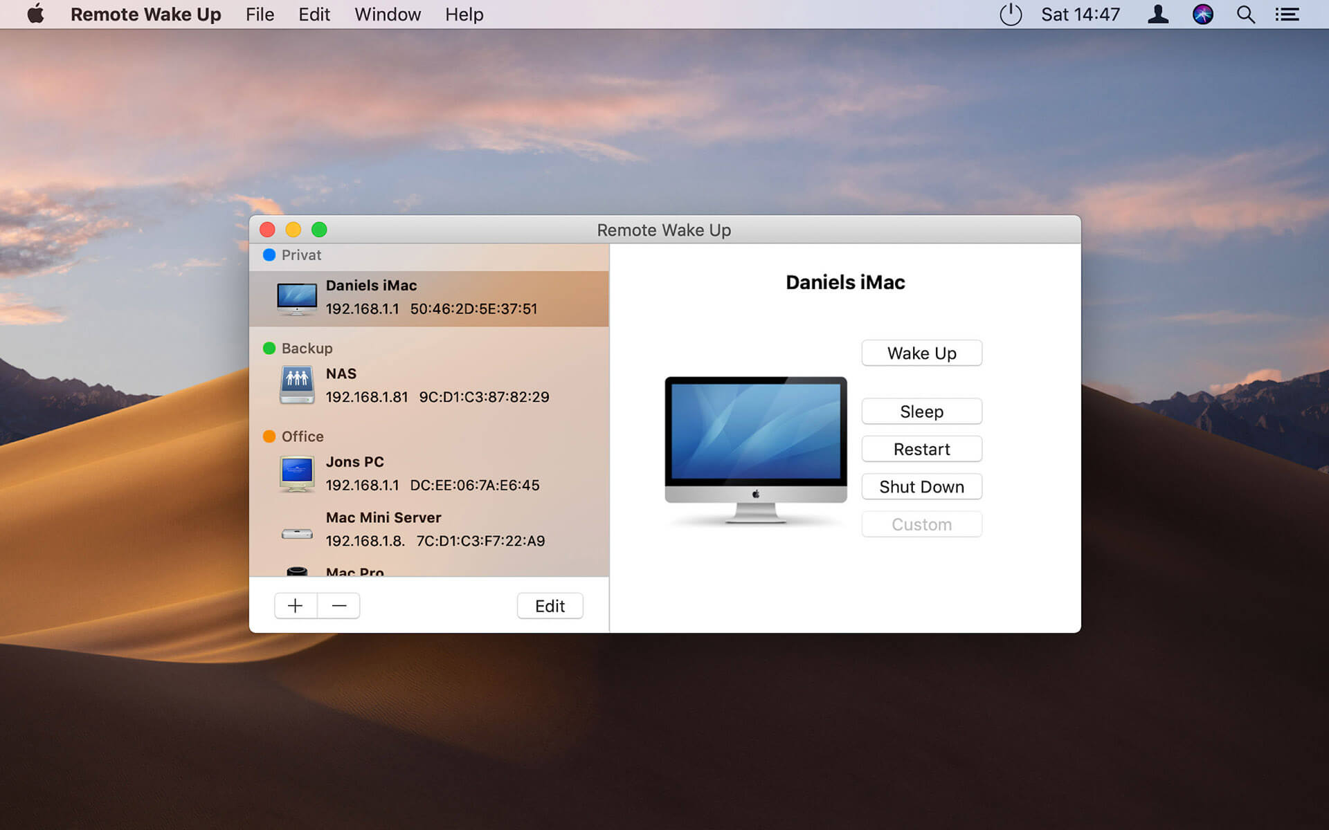 Remote Wake Up 1.3.1 Mac远程唤醒工具 Remote Wake Up 1.3.1 Mac远程唤醒工具