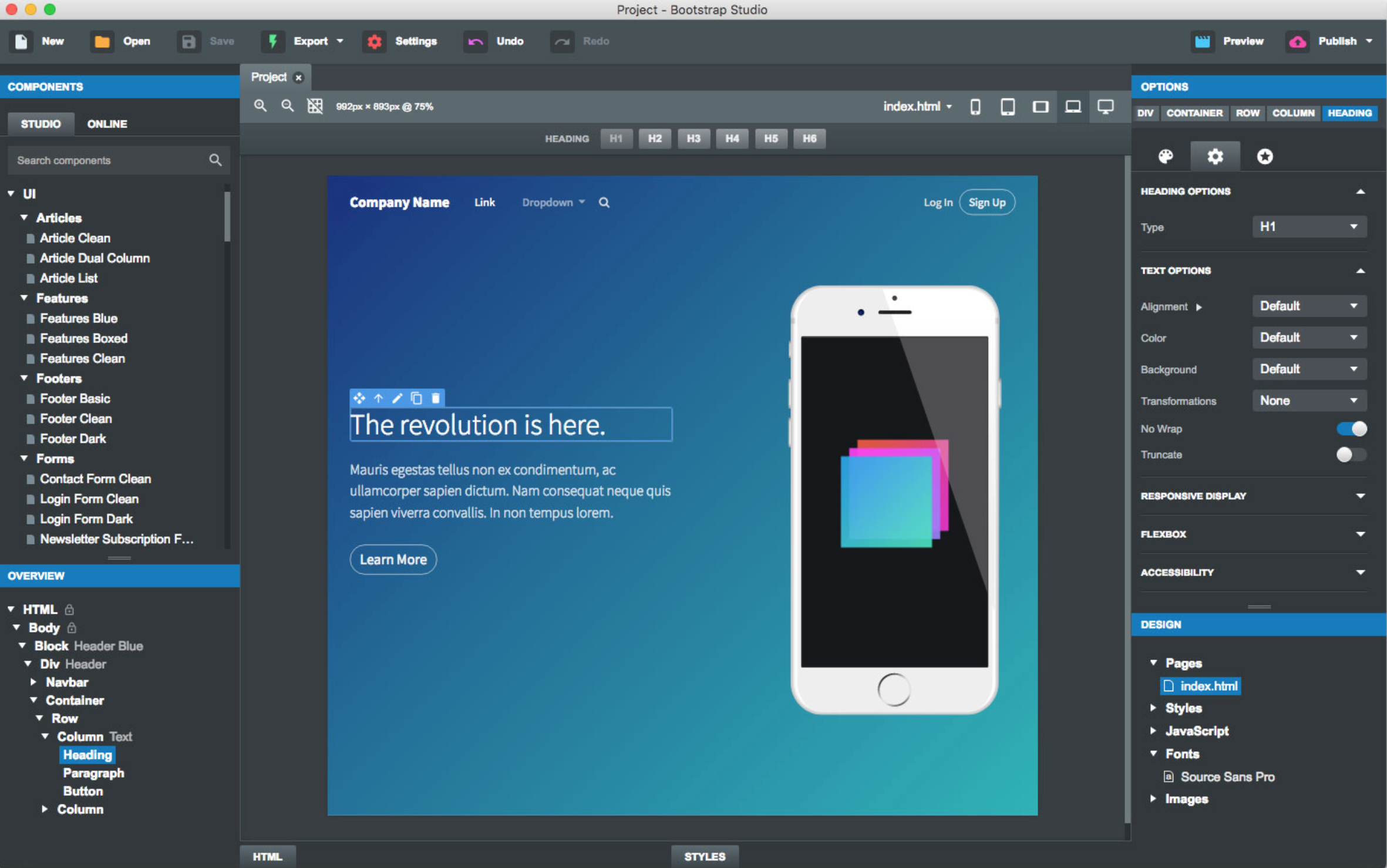 Bootstrap Studio 6.4.1 网站设计工具 Bootstrap Studio 6.4.1 网站设计工具