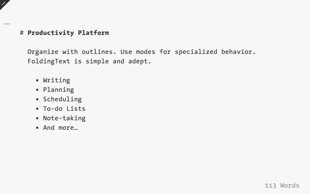 FoldingText 2.2 轻量级的文本编辑器 FoldingText 2.2 轻量级的文本编辑器