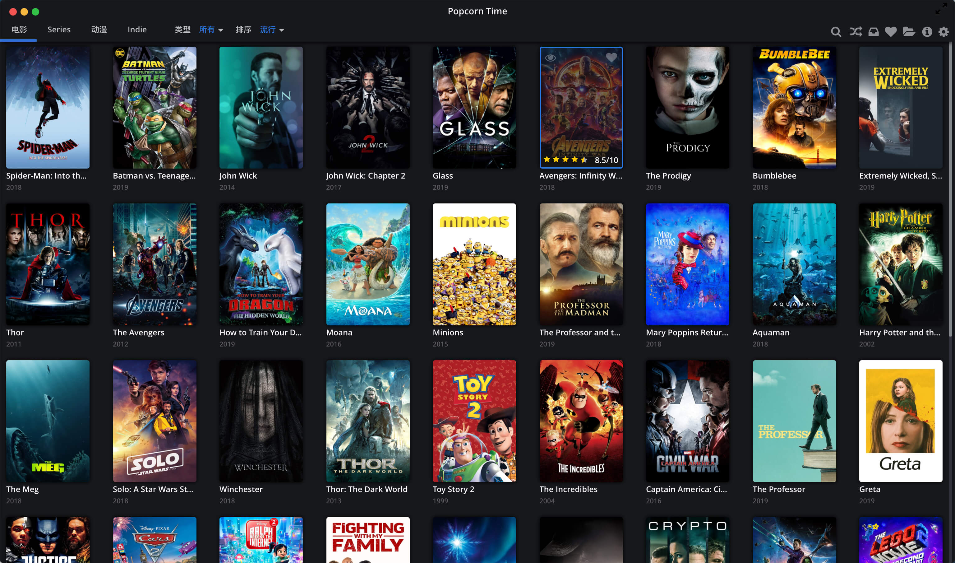 Popcorn Time 0.3.10 BT种子视频播放器 Popcorn Time 0.3.10 BT种子视频播放器