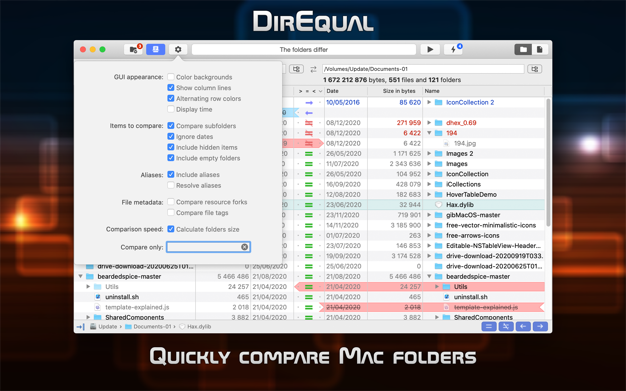 DirEqual 5.6 for Mac|Mac版下载 | 文件夹比较工具