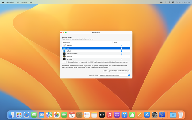 Autostarter 1.2 for Mac|Mac版下载 | 登录时自动启动应用程序