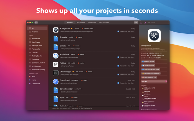 XCOrganizer 1.2.3 for Mac|Mac版下载 | 快速简便的项目搜索