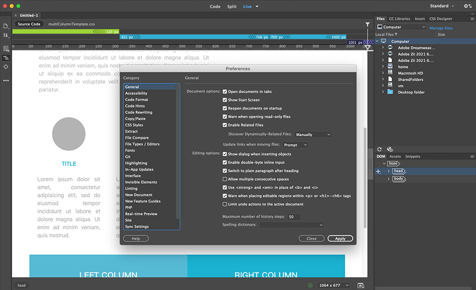 Adobe Dreamweaver 2021 21.3 for Mac|Mac版下载 | 网页设计软件
