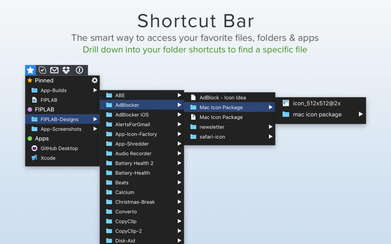 Shortcut Bar 2.9.4 for Mac|Mac版下载 | 从菜单栏快速访问文件夹