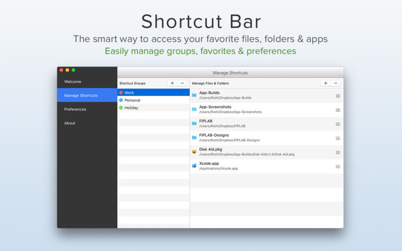 Shortcut Bar 2.9.4 for Mac|Mac版下载 | 从菜单栏快速访问文件夹
