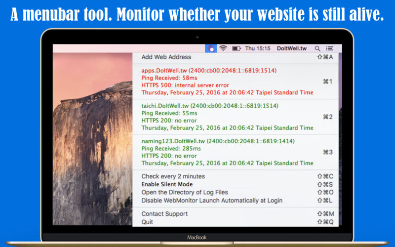 Simple WebMonitor 1.5.0 for Mac|Mac版下载 | 菜单栏网站监控软件