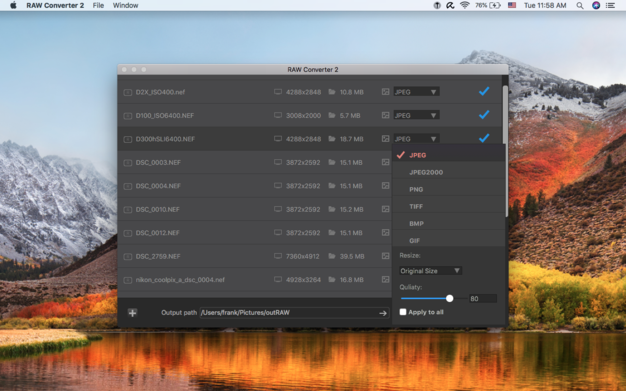 RAW Converter 2 2.6 for Mac|Mac版下载 | RAW照片格式转换