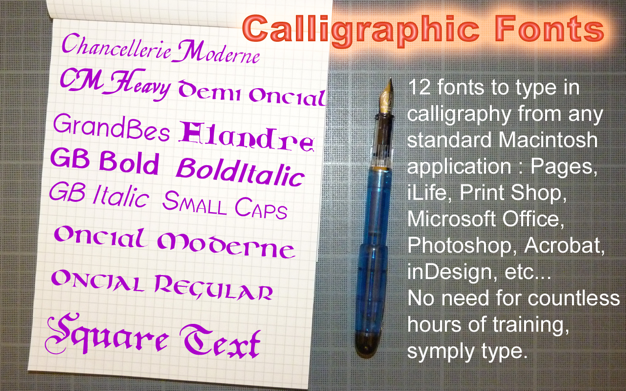 Calligraphic Fonts 2.00 for Mac|Mac版下载 | 12种英文书法字体