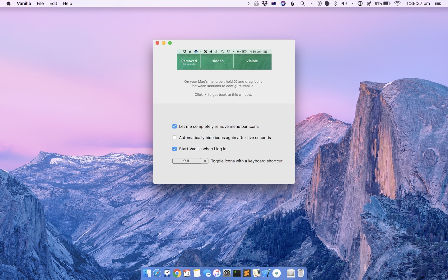 Vanilla 1.2.2 for Mac|Mac版下载 | 隐藏菜单栏图标