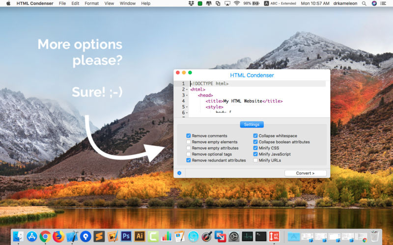 HTML Condenser 1.3 for Mac|Mac版下载 | 压缩HTML代码工具