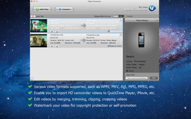 Video Converter - Tenorshare 2.1.0 for Mac|Mac版下载 | 视频转换软件
