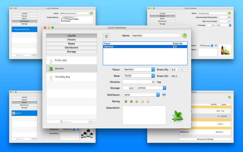 Liquid Database & eJuice Recipe Calculator 1.9.0 for Mac|Mac版下载 | 液体物资管理工具