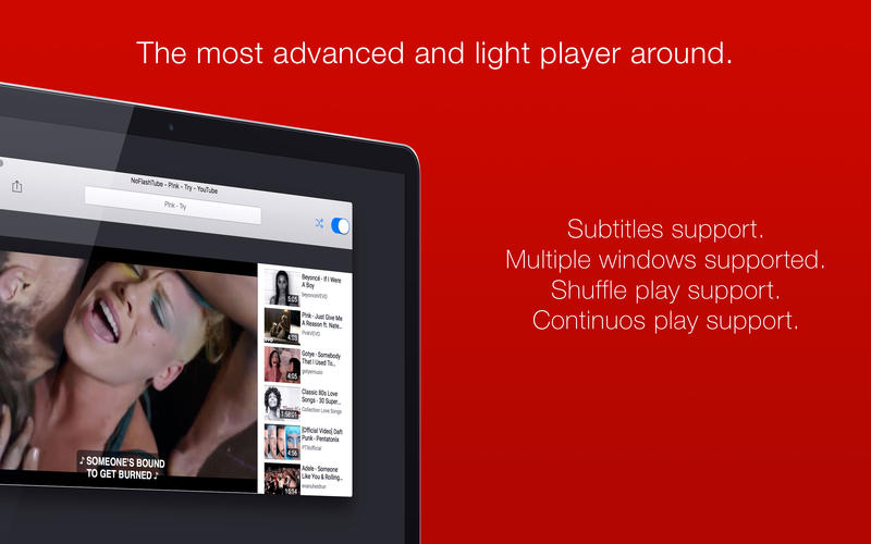 NoFlashTube - A player for YouTube 2.2.0 for Mac|Mac版下载 | 在线视频播放器软件
