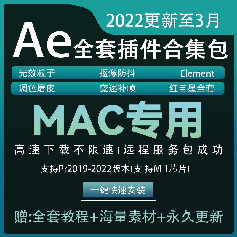 2022Ae全套插件Particular粒子M1调色mac红巨星Element/Saber/E3D Mac版本M1下载-1