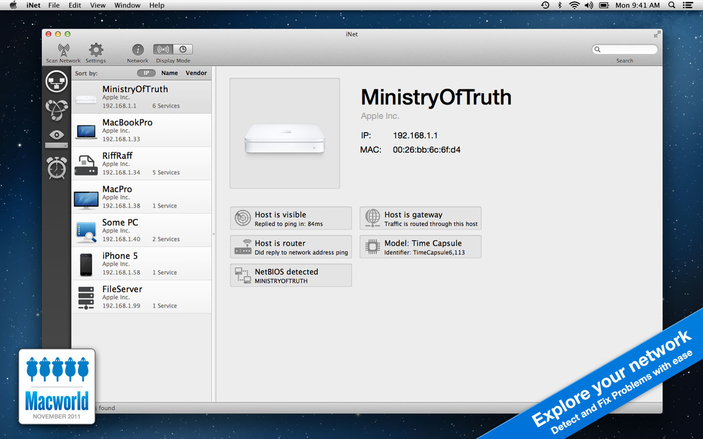iNet Network Scanner for Mac 3.0.3 破解版 Mac上优秀的网络设备监视器
