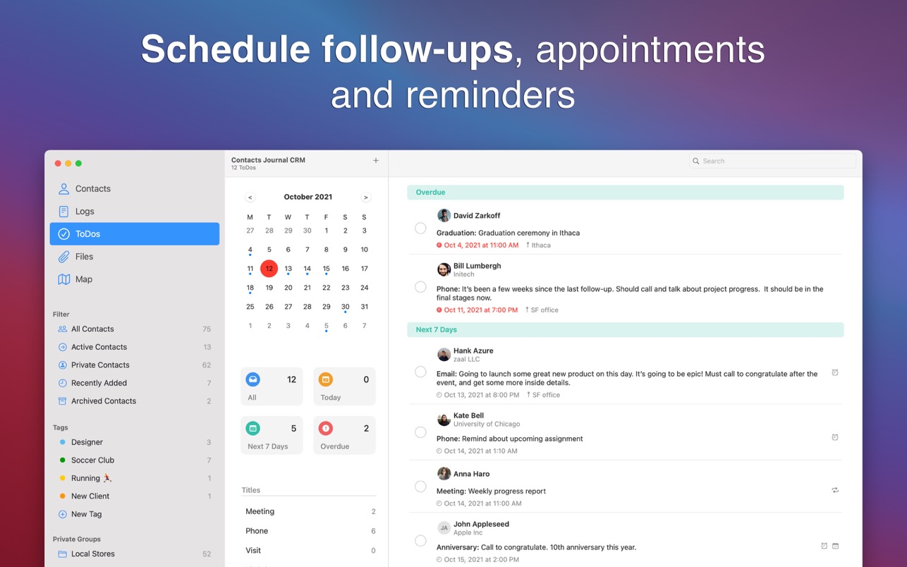 Contacts Journal CRM for Mac 3.4.0 破解版 Mac上强大的客户关系管理软件