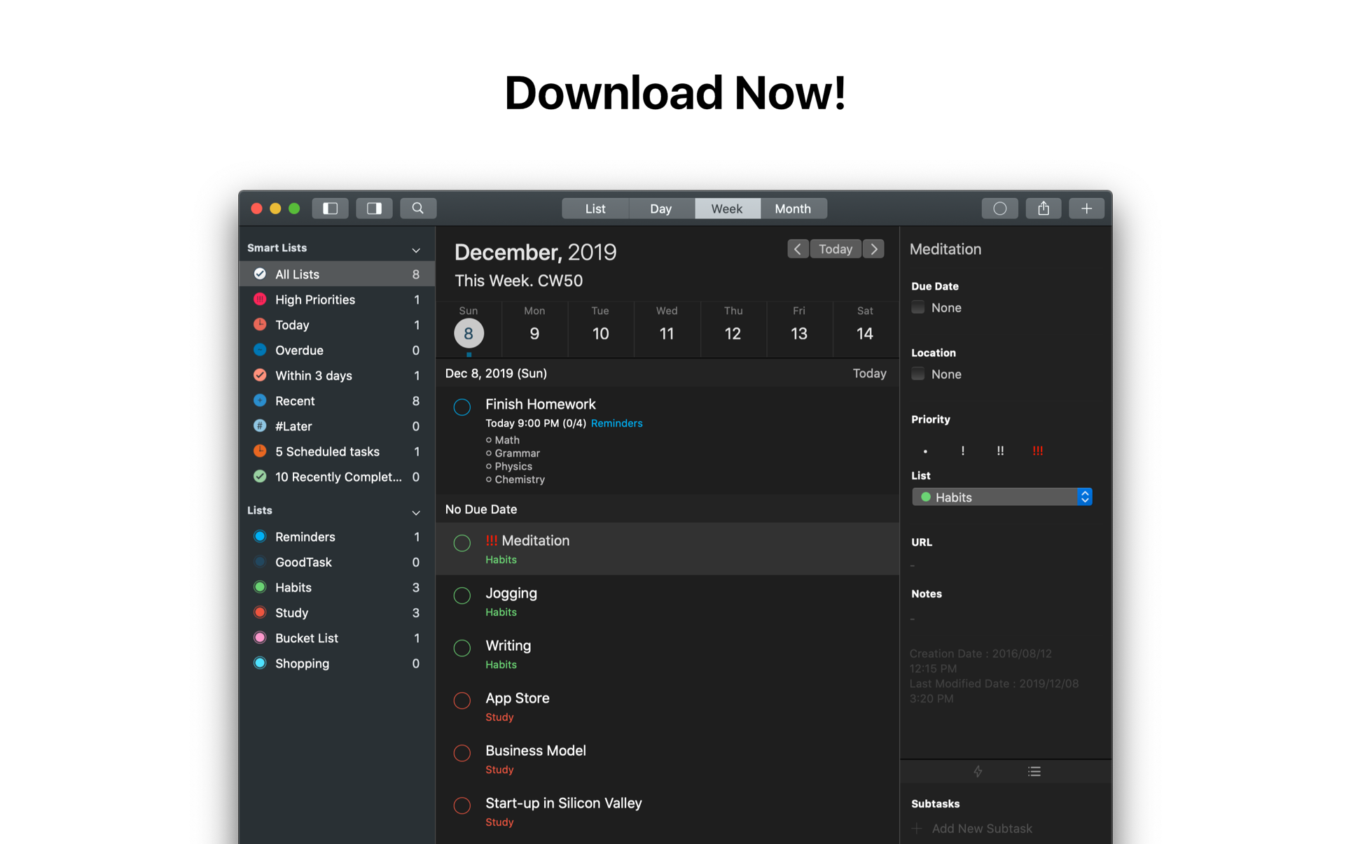 GoodTask 7.6.1 Mac 中文破解版 含日历和提醒功能的待办任务和项目管理工具