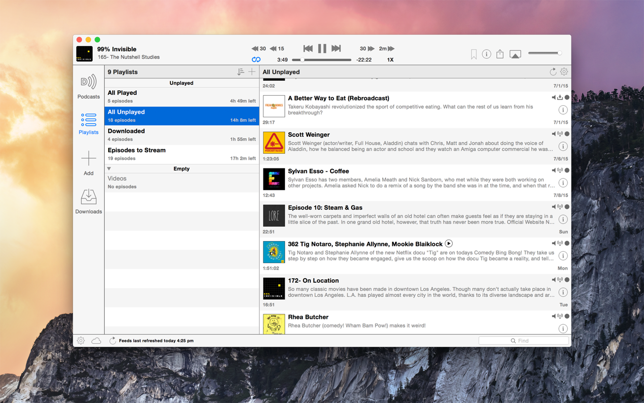 Downcast for Mac 2.11.25 破解版 Podcast视频订阅下载工具