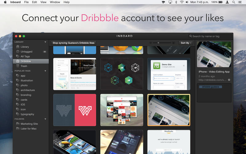 Inboard for Mac 1.1.7 破解版 集成Dribbble的强大素材管理器