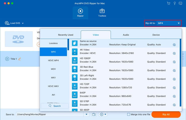AnyMP4 DVD Ripper for Mac 9.0.58.16870 破解版 DVD转换工具